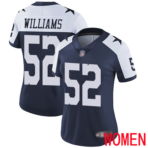 Women Dallas Cowboys Limited Navy Blue Connor Williams Alternate 52 Vapor Untouchable Throwback NFL Jersey